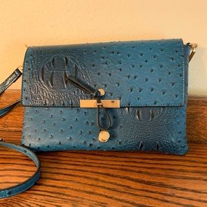 Ostrich Embossed Clutch / Cross Body Bag